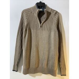 Columbia Sweater Mens Size Medium 1/4 Zip Cotton Brown